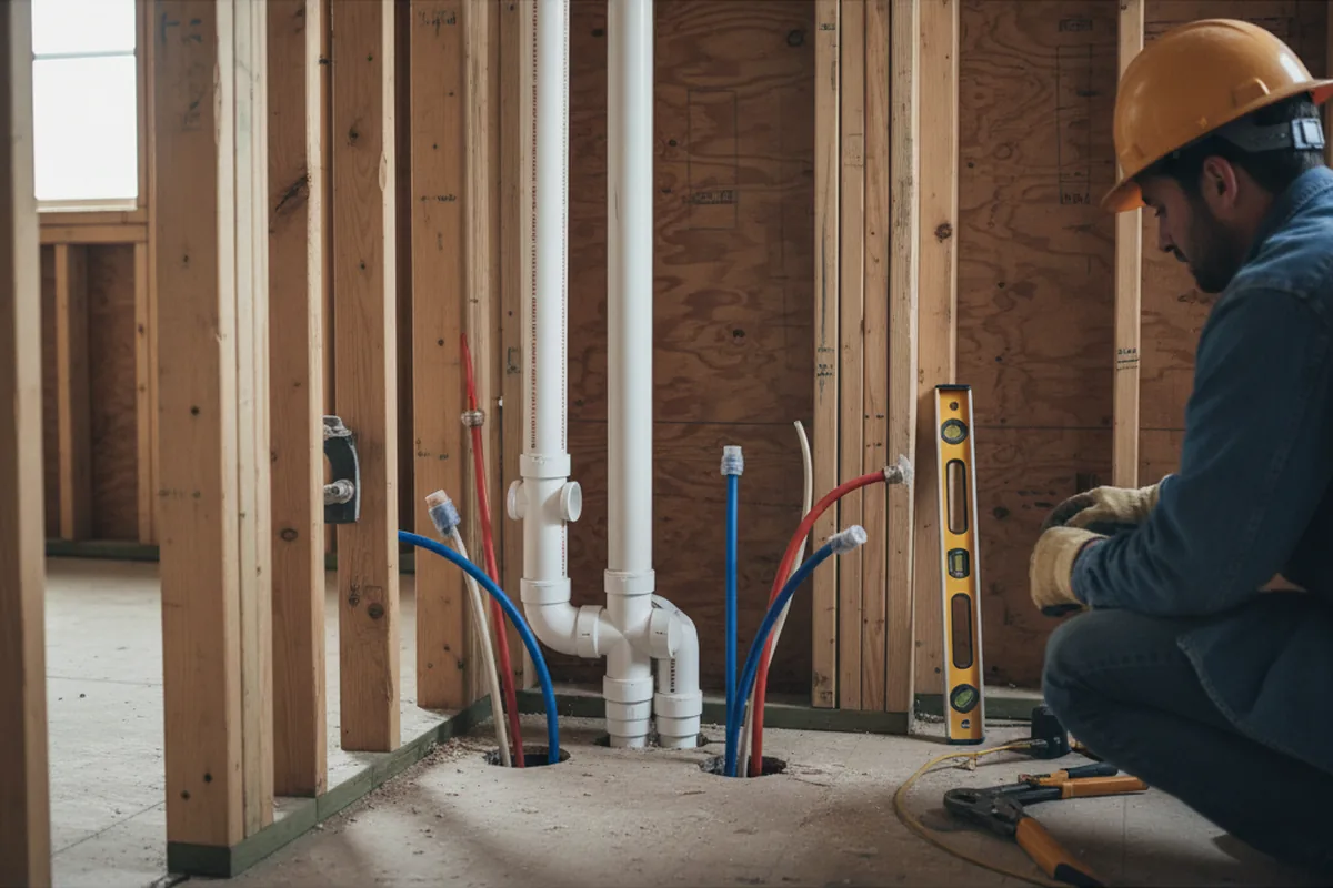 Drain and supply rough-in during Drain Cleaning in East Vandergrift