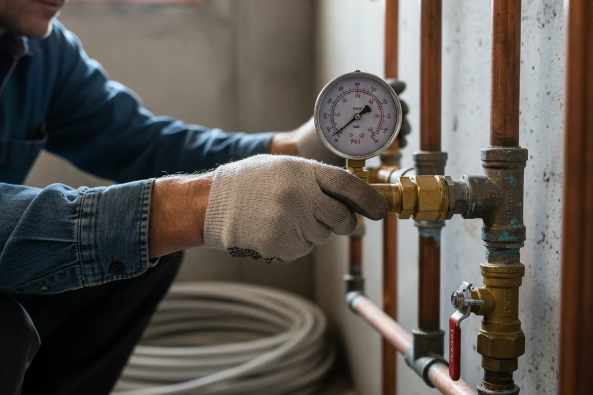 Pressure testing a repaired line during Water Line Repair in East Vandergrift